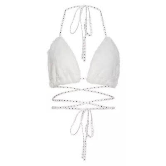 White Halter Lace-Up Bralette - Picture 1 of 12